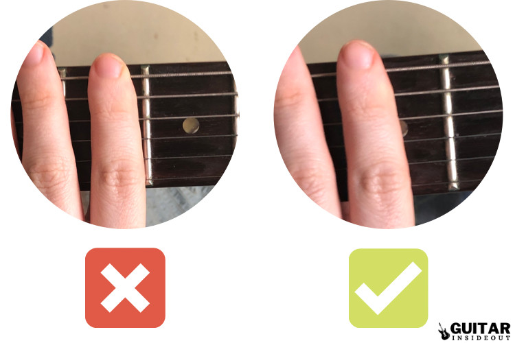 finger close to the fret for barre chords