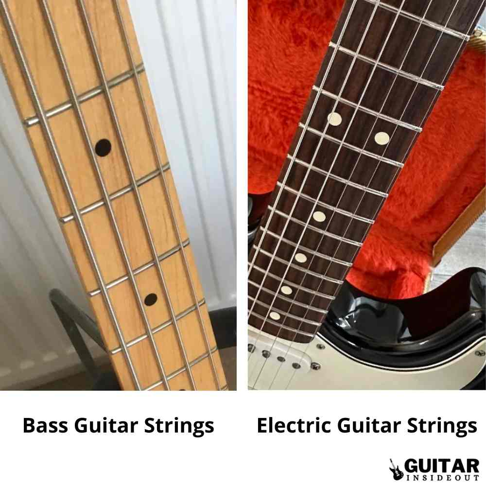 bass guitar and electric guitar strings